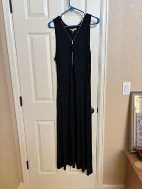 Soft Surroundings Black Sleeveless Maxi with Front Zip Accent
